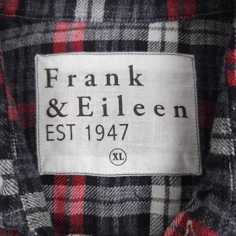 FRANK AND EILEEN 100% Linen Paul Oversized Button Down Shirt Red Gray Plaid XL - Picture 9 of 11